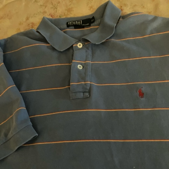 Polo by Ralph Lauren Men's Blue and Orange Striped Polo - Picture 6 of 8